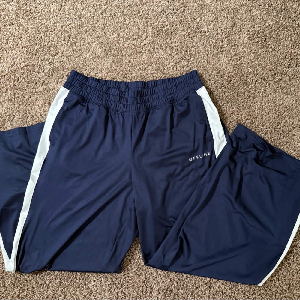 Aerie Blue and White Joggers with Elastic Waistband